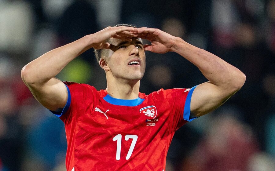 David Jurásek, obránce české fotbalové reprezentace, v&nbsp;duelu proti Gibraltaru