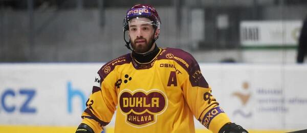 Jihlavský obránce Jan Strejček během střetnutí proti Litoměřicím