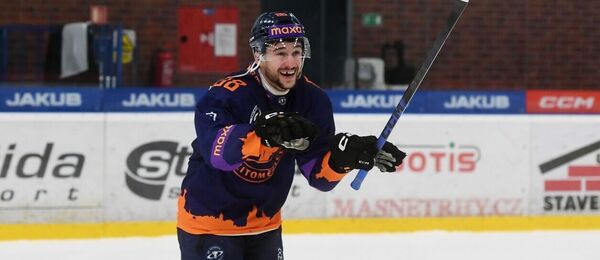 Šimon Jelínek (Stadion) v semifinále play off Maxa ligy 2026. Litoměřice a Dukla Jihlava dnes za stavu 2:3 hrají šestý zápas.