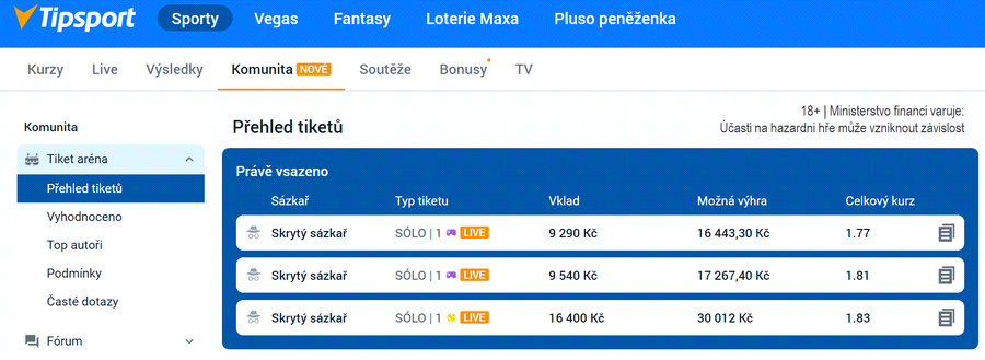 Filtry v&nbsp;Tiket aréně