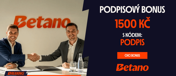 Betano promo kód je dnes PODPIS. Vyzvedněte si sázku zdarma 1500 Kč