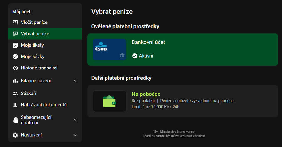 Dostupné metody výběru u&nbsp;Chance