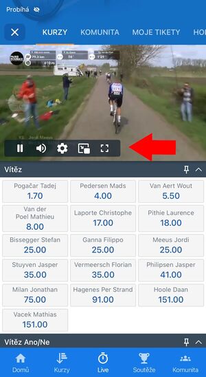 Přenos cyklistického závodu na TV Tipsport online
