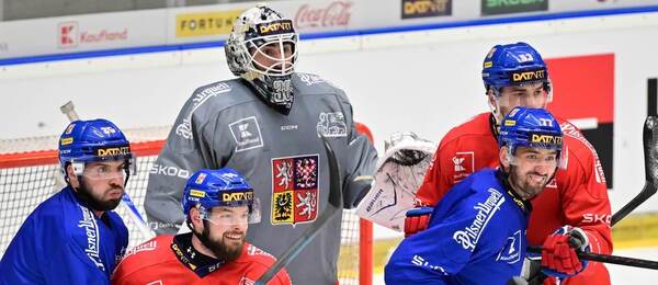 Česká hokejová reprezentace v tréninku na Fortuna Hockey Games 2026, kde se dnes střetne s Finskem.