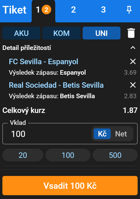 Příklad tiketu UNI u&nbsp;Tipsportu
