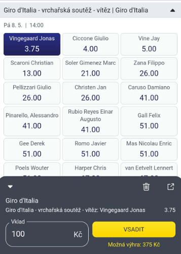 Vsaďte si na cyklistiku u&nbsp;SazkaBetu