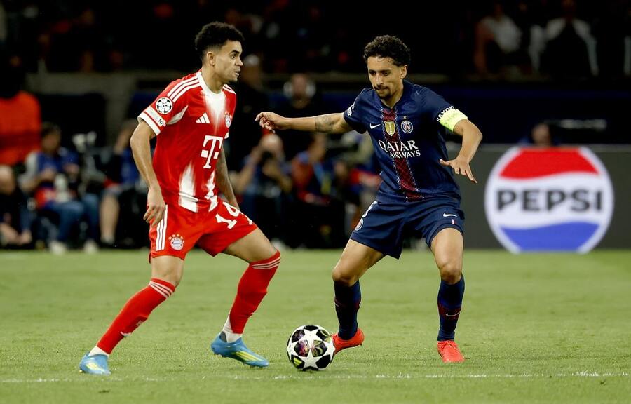 Luis Díaz z&nbsp;Bayernu a&nbsp;Marquinhos z&nbsp;PSG