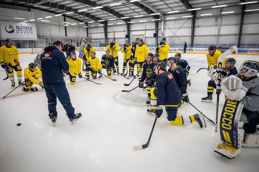 Trénink švédské hokejové reprezentace před Beijer Hockey Games