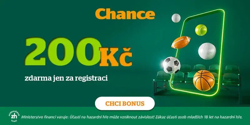 Vsaďte si u&nbsp;Chance s&nbsp;bonusem za registraci 200&nbsp;Kč
