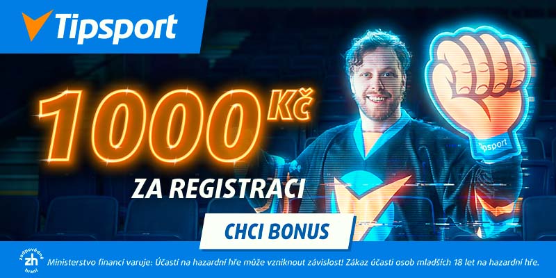 Tipsport bonus za registraci je do 31. května 2026 navýšen na 1&nbsp;000&nbsp;Kč.
