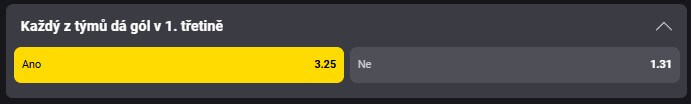 Každý z&nbsp;týmů dá gól v&nbsp;1. třetině