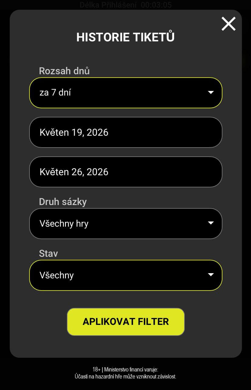 Historie a&nbsp;filtrování tiketů u&nbsp;BetX