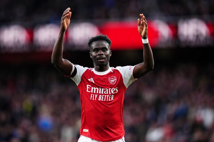 Bukayo Saka během utkání Arsenalu s&nbsp;Burnley