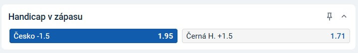 Sázka na Česko - Černá Hora: Handicap: Česko -1,5