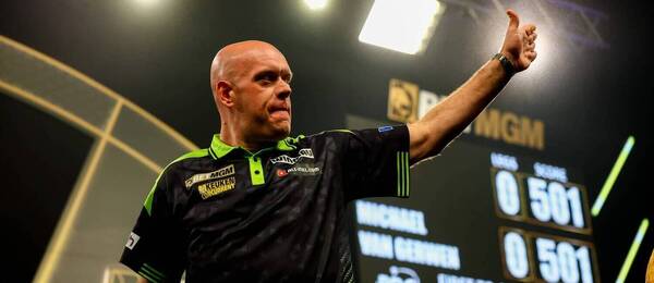Michael van Gerwen na turnaji Premier League Darts 2026, MvG patří k hlavním hvězdám Slovak Darts Open 2026.