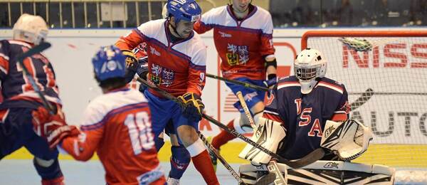 Zápas Česko - USA v hokejbale