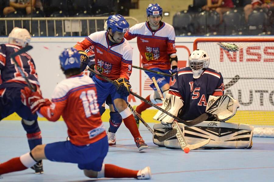Zápas Česko - USA v&nbsp;hokejbale