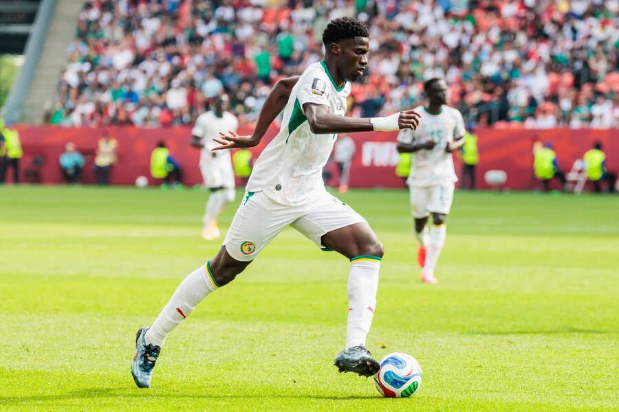 Senegalský útočník Assane Diao v&nbsp;utkání proti Iráku