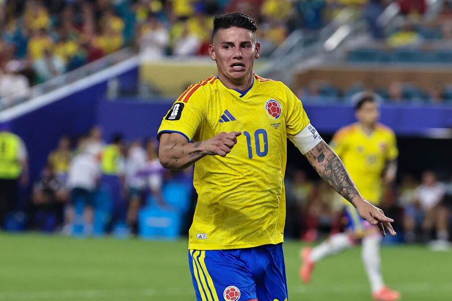 Kolumbijský záložník James Rodríguez v&nbsp;utkání proti Portugalsku