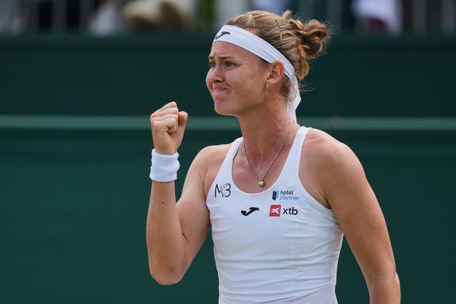 Česká tenistka Marie Bouzková a&nbsp;její radost na Wimbledonu 2026