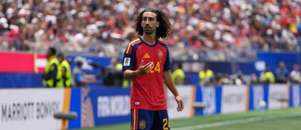 Marc Cucurella během zápasu Španělska s Rakouskem