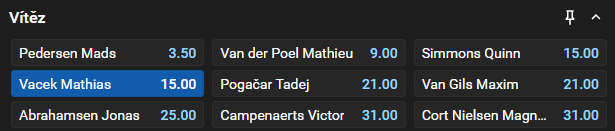 Tip na 9.&nbsp;etapu Tour de France 2026: Mathias Vacek (kurz 15,00)