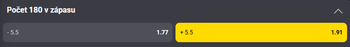 Tip na dnešní zápas Sedláček vs. Schindler na Dutch Darts Championship - více než 5,5&nbsp;180 v&nbsp;zápasu - kurz 1,91 u&nbsp;Fortuny